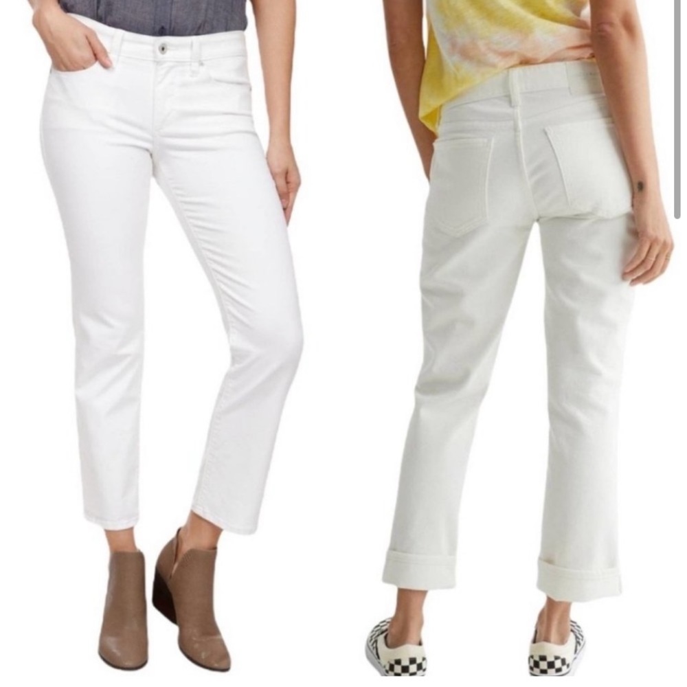 Lucky Brand Womens NWOT White Mid Rise Sweet Crop Straight Leg Relaxed Jeans 10